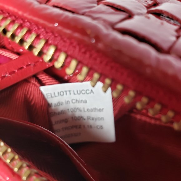 Elliott Lucca Red Patent Leather Woven Leather Bag - Picture 14 of 14